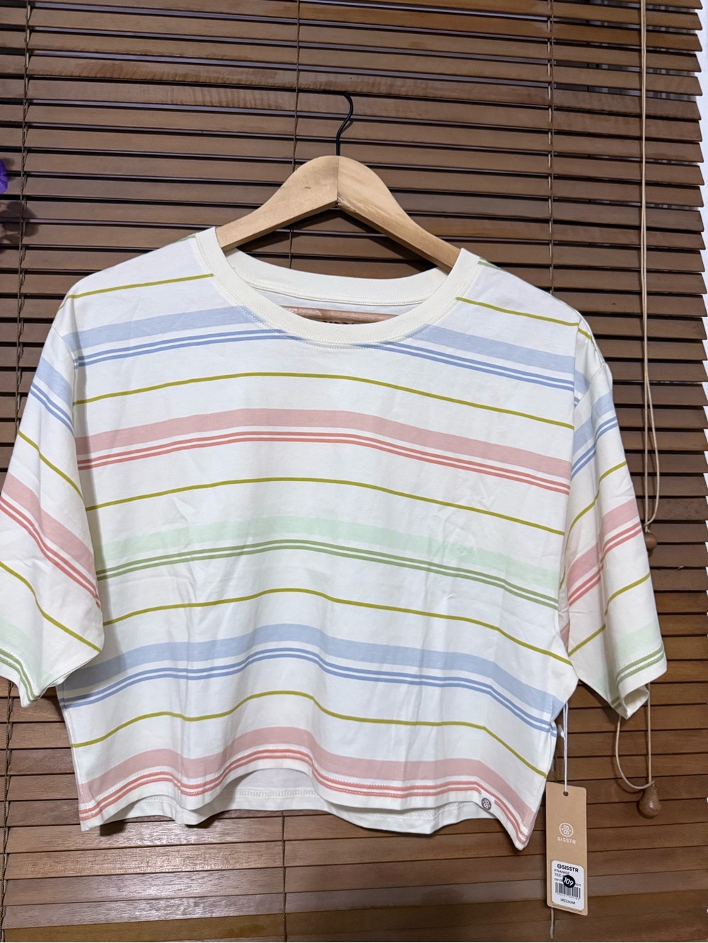 Women’s Pastel Stripe Cropped Tee - White